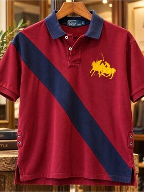 Polo Ralph Lauren Double Pony Sash Polo Burgundy Navy Men’s L